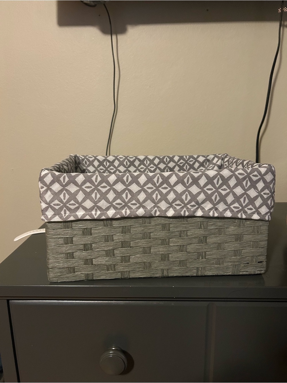 Gray Woven Storage Basket with Patterned Liner - Home Accents